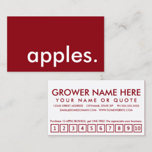 Fidelización manzanas. tarjeta de punch de lealtad