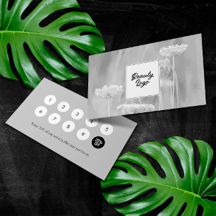 Fidelización Nail Salón de Belleza Lealtad Tarjeta Flores Gri