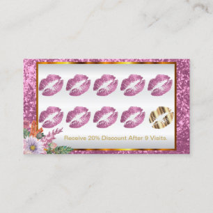 Fidelización Purpurina y oro rosados florales 2 de la tarjeta