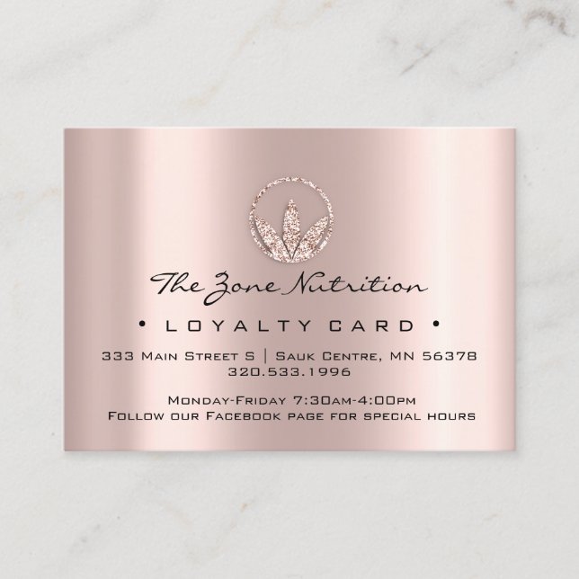 Fidelización Rosa de hierbas de salud para nutrición de tarjeta (Anverso)