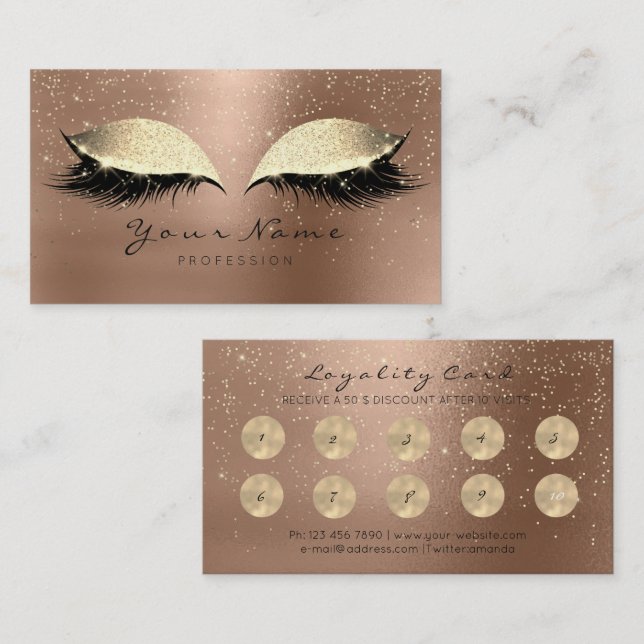 Fidelización Salón De Belleza Tarjeta De Lealtad Maquillaje Flo (Anverso / Reverso)