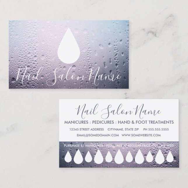 Fidelización salon de uñas libera tarjeta de punción de lealtad (Anverso / Reverso)