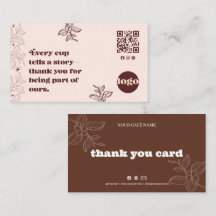 Tarjeta de agradecimiento de café boho