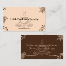 Tarjeta de agradecimiento de café elegante marrón 