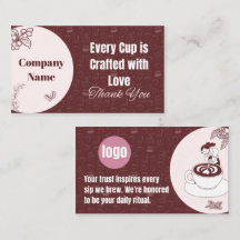 Tarjeta de agradecimiento de cafetería Burgundy Pi