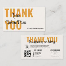 Tarjeta de agradecimiento de panadería Gold Bakery