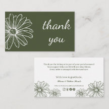 Tarjeta de agradecimiento floral de color verde sa