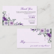 Tarjeta de agradecimiento floral púrpura para tien