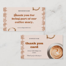 Tarjeta de agradecimiento para cafetería rústica