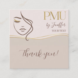 Fidelización Tarjeta de agradecimiento PMU beige y dorado elega