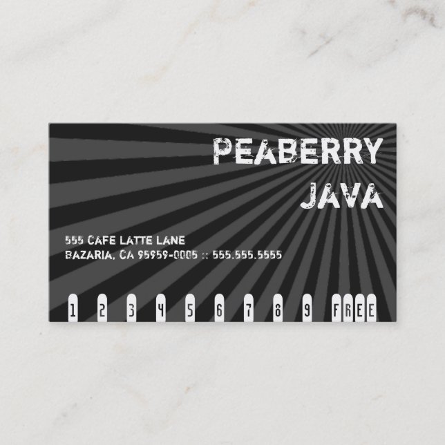 Fidelización Tarjeta de bebida Punch de Java Dark Peaberry (Anverso)