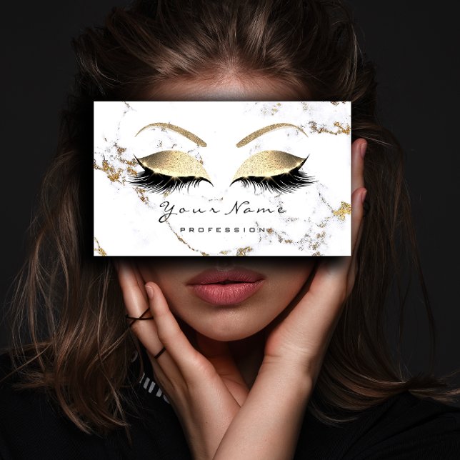 Fidelización Tarjeta de fidelidad 10 Makeup Lash Extension Marb (Loyalty Card 10 Makeup Lash Extension Marble Gold)