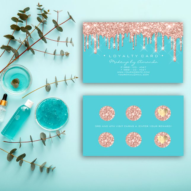 Fidelización Tarjeta de fidelidad 6 Punch Makeup Artist Heart R (Loyalty Card 6 Punch Makeup Artist Heart Rose Blue)