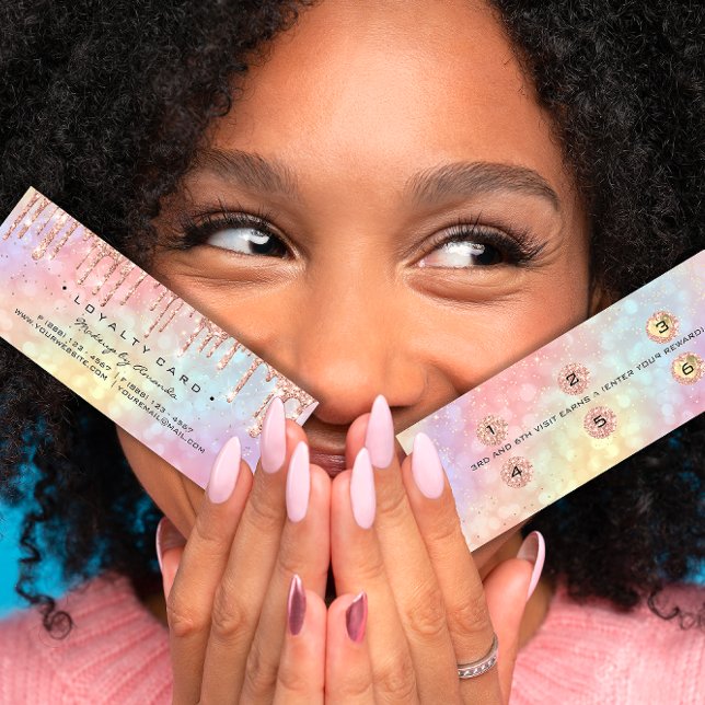 Fidelización Tarjeta de fidelidad 6 Puntuación maquillaje Nails (Loyalty Card 6 Punch Makeup Nails Holograph Small)