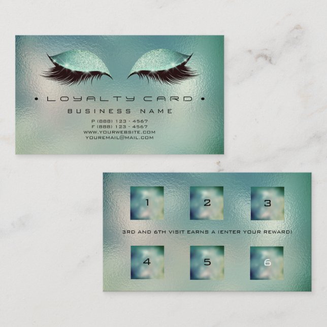 Fidelización Tarjeta de fidelidad 6 Salón de belleza Makeup Gla (Anverso / Reverso)