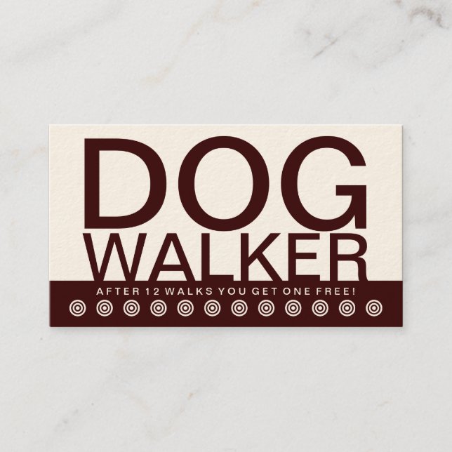 Fidelización tarjeta de fidelidad al cliente bold DOG WALKER (Anverso)