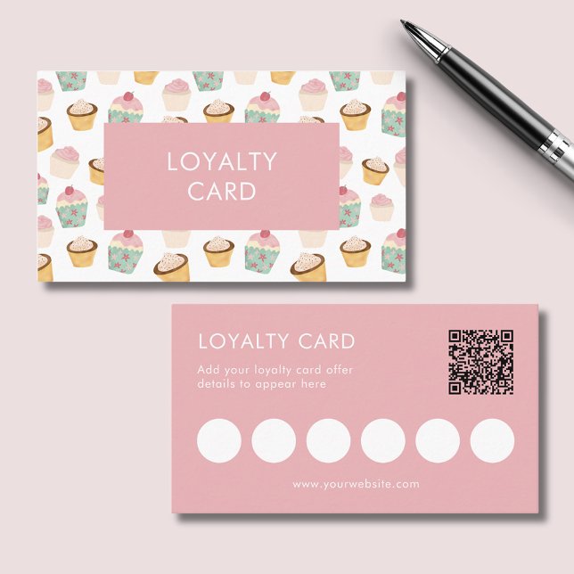 Fidelización Tarjeta de fidelidad comercial Cupcake Bakery (Cupcake themed loyalty card.  Perfect for cafes, coffee shops and bakeries.)