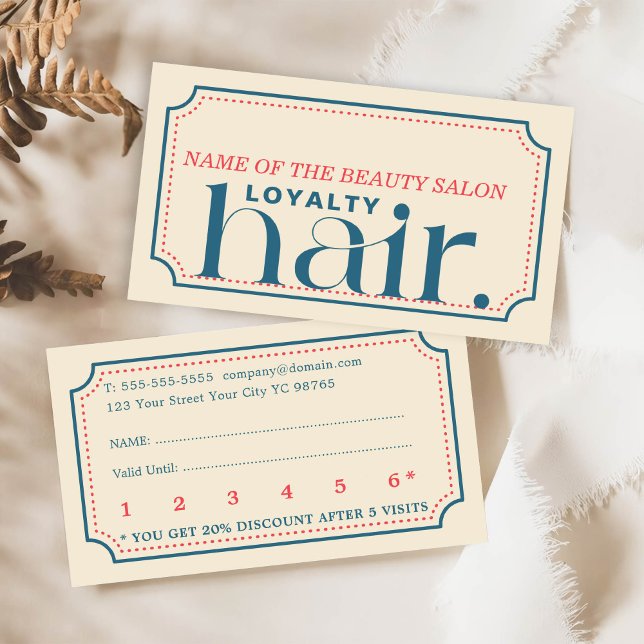 Fidelización Tarjeta de fidelidad de belleza azul retro Boho mi (Subido por el creador)