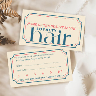 Fidelización Tarjeta de fidelidad de belleza azul retro Boho mi