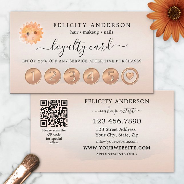 Fidelización Tarjeta de fidelidad de belleza melocotón con códi (Subido por el creador)