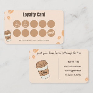Fidelización Tarjeta de fidelidad de café beige boho sello reco