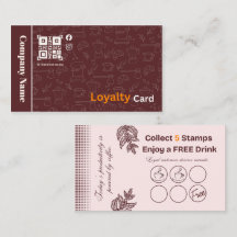 Tarjeta de fidelidad de café con recompensa de sel