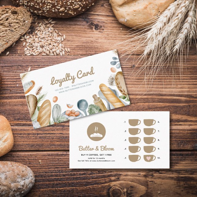 Fidelización Tarjeta de fidelidad de café de panadería boho (Free Coffee Boho Bakery Loyalty Card)