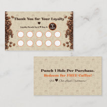 Tarjeta de fidelidad de café estilo Brown Cafe