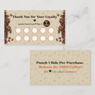 Fidelización Tarjeta de fidelidad de café estilo Brown Cafe