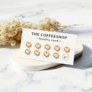 Fidelización Tarjeta de fidelidad de café latte con acuarela mi