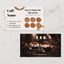 Tarjeta de fidelidad de café marrón beige