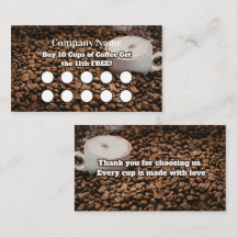 Tarjeta de fidelidad de café marrón fondo de grano