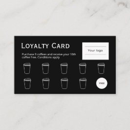 Fidelización Tarjeta de fidelidad de café, negra limpia y simpl