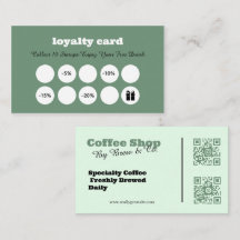 Tarjeta de fidelidad de café verde salvia con sell