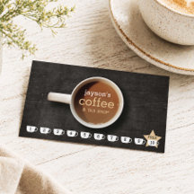 Tarjeta de fidelidad de cafetería con taza de café