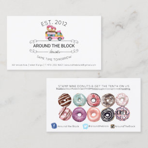 Fidelización Tarjeta de fidelidad de camión de comida de donas