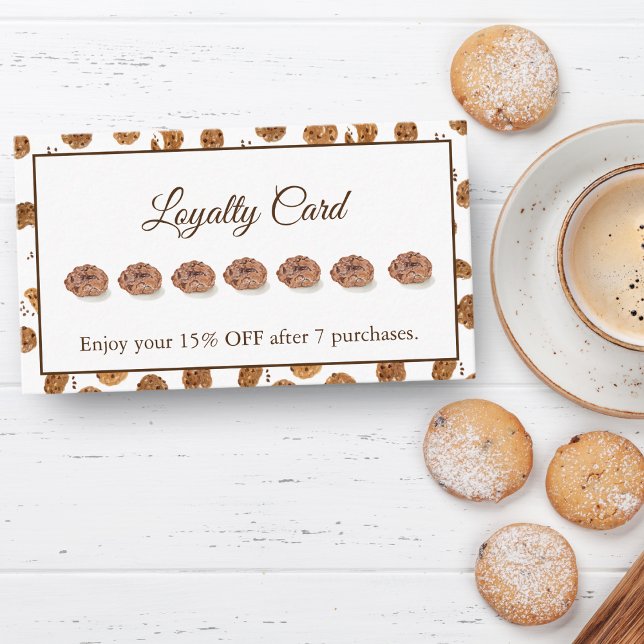 Fidelización Tarjeta de fidelidad de chocolate acuarela (Sweeten your visits with our Watercolor Chocolate Chips Cookie Loyalty Card!)