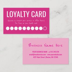 Fidelización Tarjeta de fidelidad de diez visitas Hot Pink Whit