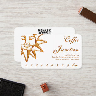Fidelización Tarjeta de fidelidad de Gold Sun Coffee Drink Punc