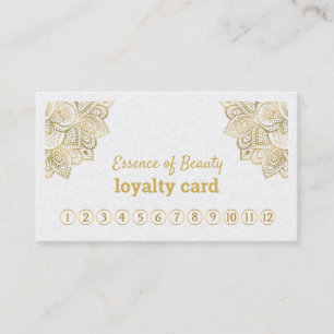 Fidelización Tarjeta de fidelidad de paisley blanca y dorada 2