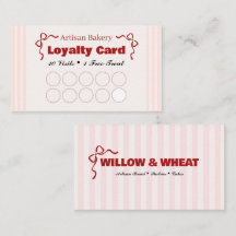 Tarjeta de fidelidad de panadería rosa Tarjeta de