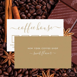 Fidelización Tarjeta de fidelidad de tienda de café - Oro y bla