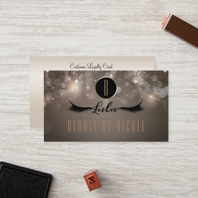 Fidelización Tarjeta de fidelidad del cliente de Taupe Sparkle  (Anverso/Reverso In Situ)