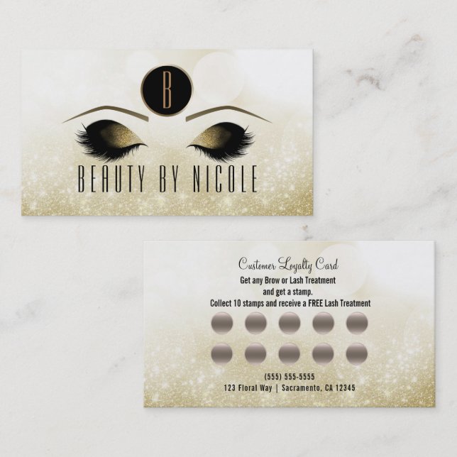 Fidelización Tarjeta de fidelidad del cliente Gold Makup Eyes G (Anverso / Reverso)