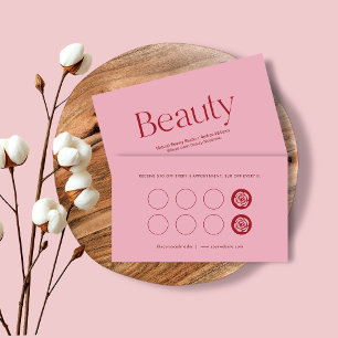 Fidelización Tarjeta de fidelidad del servicio de belleza rosa