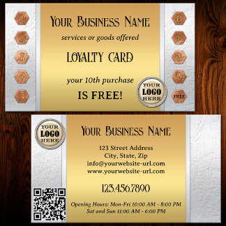 Fidelización Tarjeta de fidelidad elegante de plata y oro para 