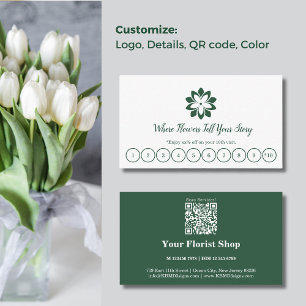 Fidelización Tarjeta de fidelidad florista blanca y verde perso