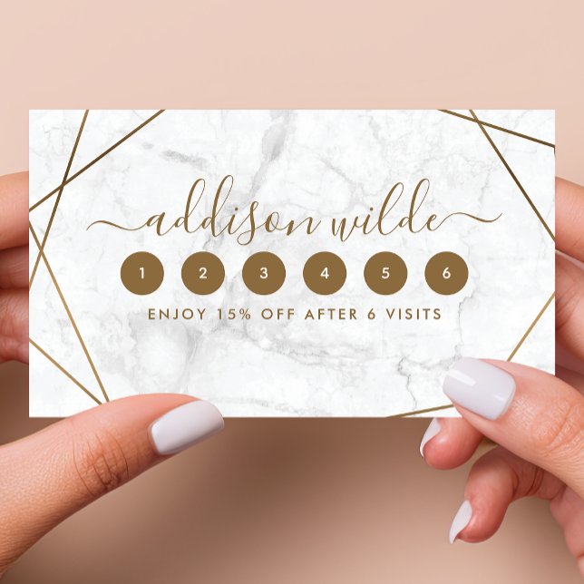 Fidelización Tarjeta de fidelidad Gold Geométrica de Mármol Bla (Subido por el creador)