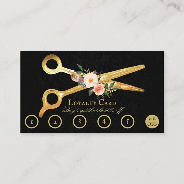 Fidelización Tarjeta de fidelidad Hair Stylist Luxury Gold Scis (Anverso)