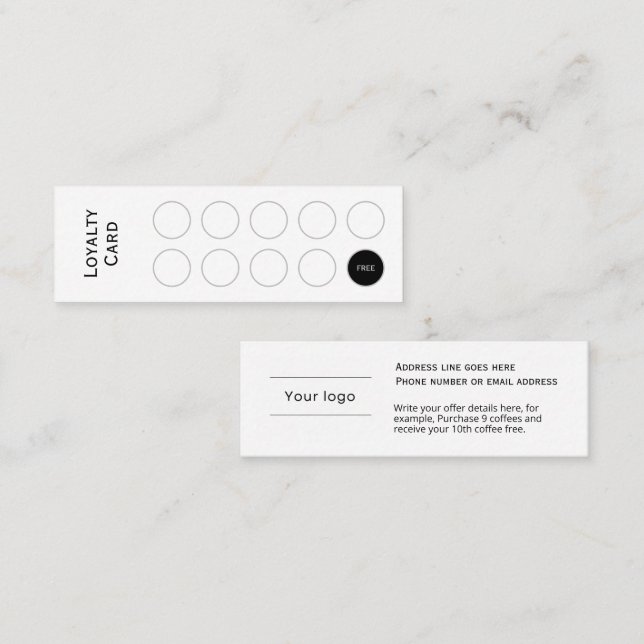 Fidelización Tarjeta de fidelidad, limpia y sencilla, profesion (Anverso / Reverso)